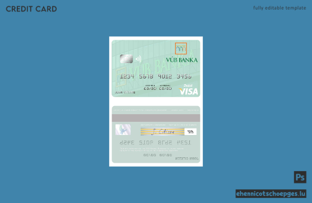 Beispielvorschau für eine Visa-Debitkarte der slowakischen VUB Bank